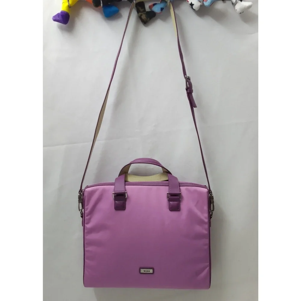 Tumi Purple Nylon Zipper Closure Messenger Laptop Crossbody Bag